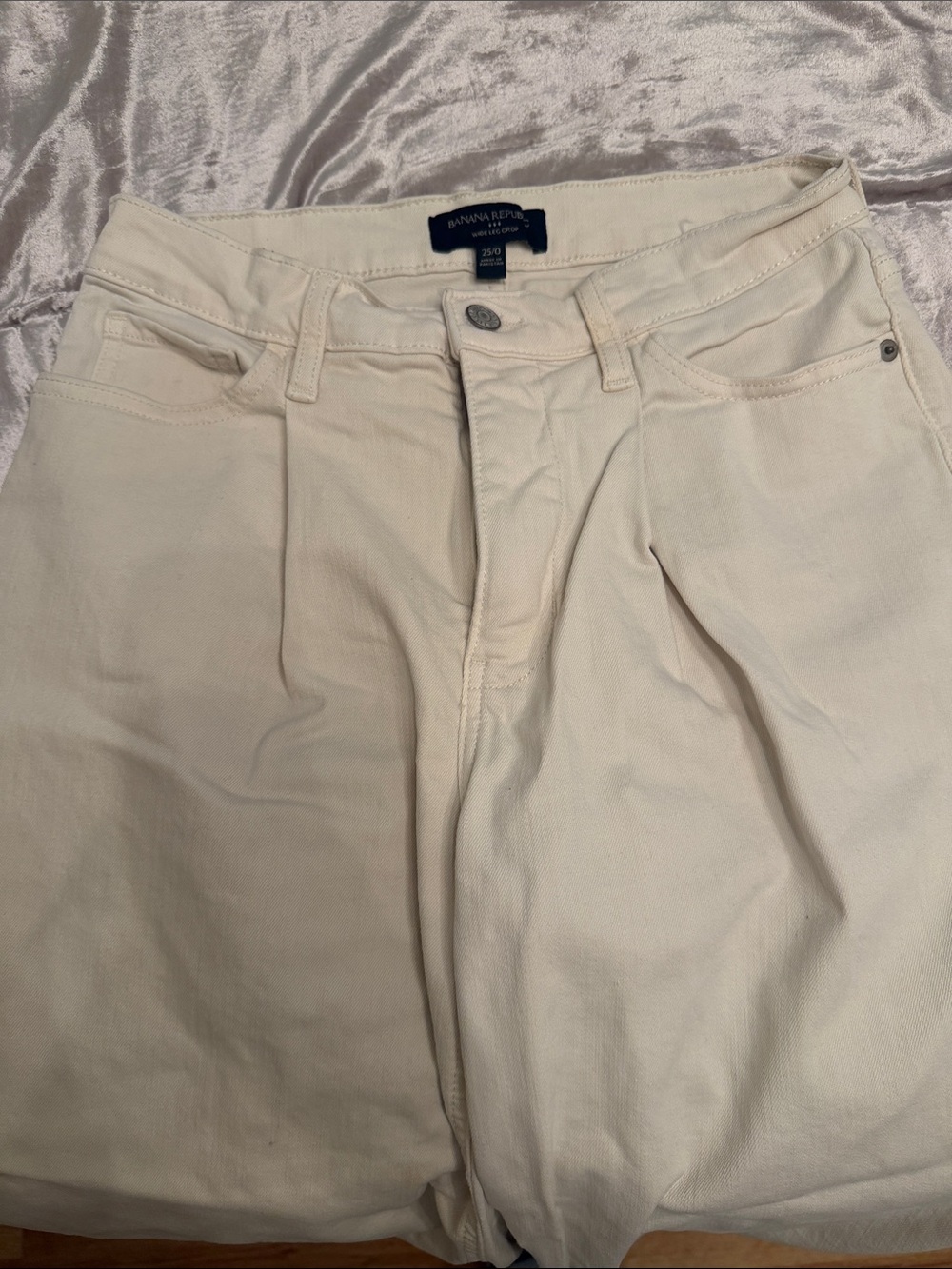 Banana Republic Off-White Tailored High-Rise Trousers